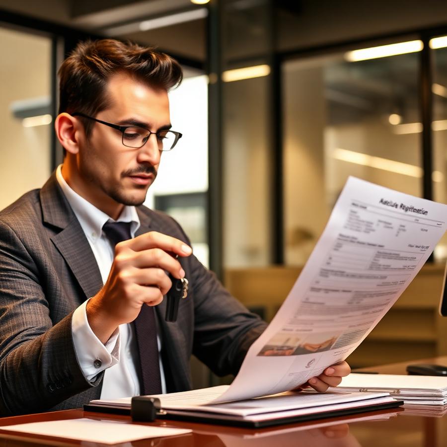 Gestor profesional trabajando en la documentación de un vehículo